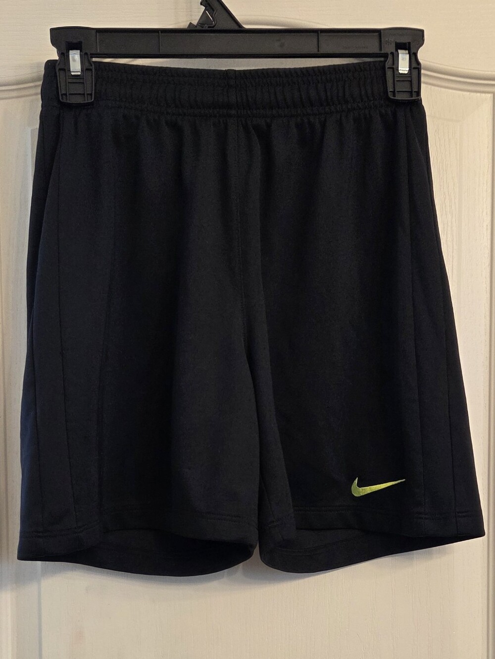 Nike Black Athletic Shorts with Lime Swoosh KIDS SIZE L
